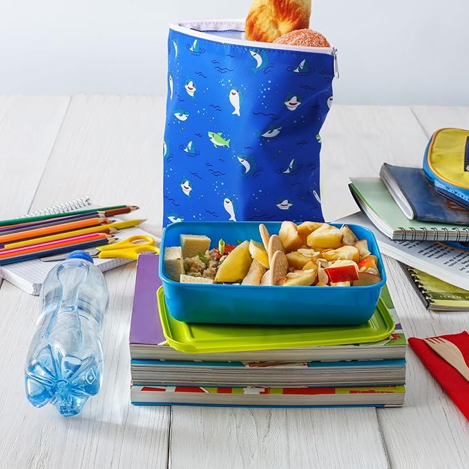 Paterr 4 Pcs Sandwich Bag Reusable Zipper Snack Bags Washable Food Safe Lunch Bags for Kids Students Adults Food (Dinosaur)