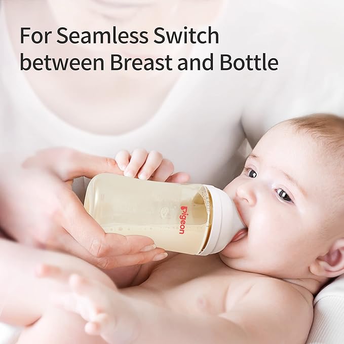 Pigeon PPSU Nursing Baby Bottle Wide Neck(Pack of 4), Streamlined Body, Natural Feel, Easy to Clean, Heat-Resistant, 5.4Oz and 8.1 Oz