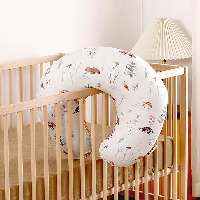 GRSSDER Nursing Pillow Cover Stretchy Minky Removable Nursing Covers for Breastfeeding Pillows, Ultra Soft Comfortable Slipcover for Boy and Girls, Jungle Animals