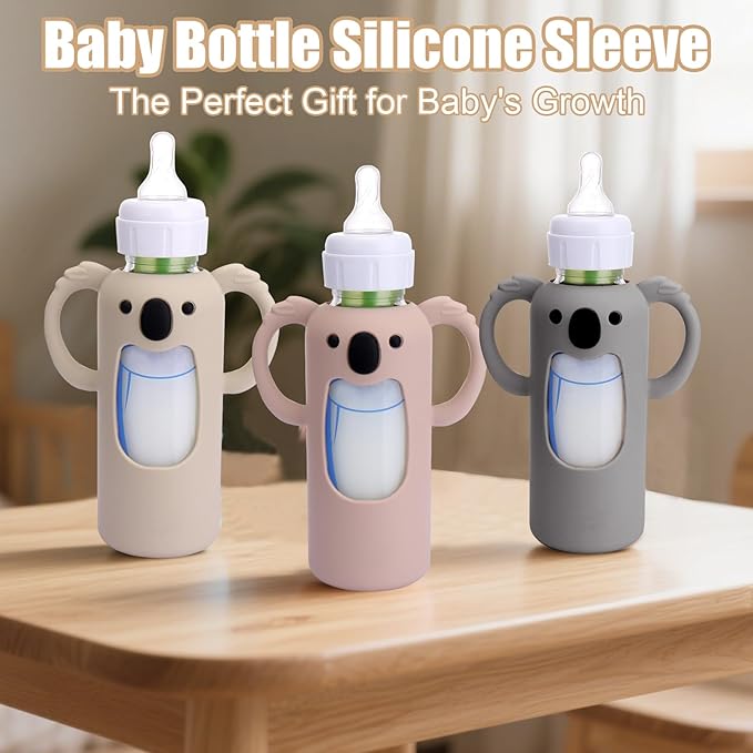 3 Pack Silicone Sleeves for Dr. Brown's Glass Bottles 8 OZ - Anti Breakage Baby Bottle Holder, Compatible with Dr. Brown's Glass Bottles for Babies with Handle (Other Products Cannot be adapted)