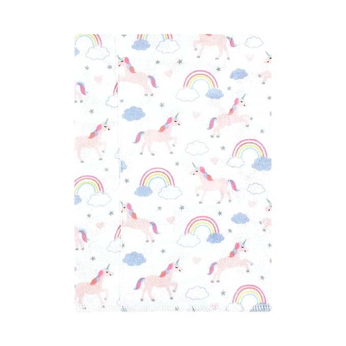Hudson Baby Unisex Baby Cotton Flannel Burp Cloths, Unicorns Rainbows 7 Pack, One Size