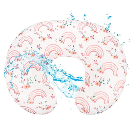 Hooyax Baby Waterproof Nursing Pillow Cover, Stretchy Nursing Covers for Breastfeeding Pillows, Adorable Infant Feeding Pillow Slipcover for Baby Boy and Girls (Rainbow)