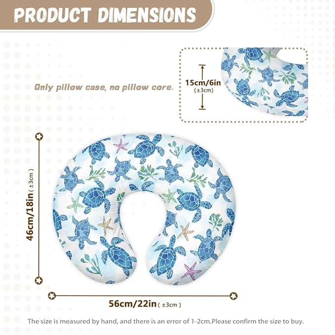 Sea Turtle Pillow Case Soft and Comfy Breastfeeding Pillows Covers, Snug Fits Nursing Pillow Slipcovers for Boys Girls, Machine Washable