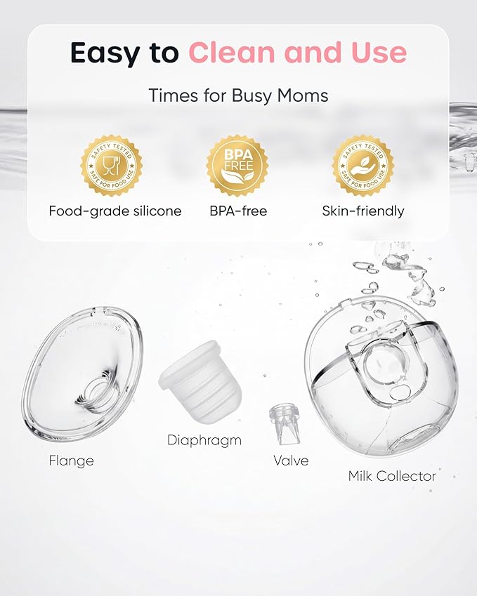 Nuliie S32 Wearable Breast Pump Hands-Free, More Private Electric Pump, 4 Modes 9 Suction Levels, 24mm Flange with 13/15/17/19/21mm Inserts, Easy Clean & Anti-Leak Design (2 Packs, White)