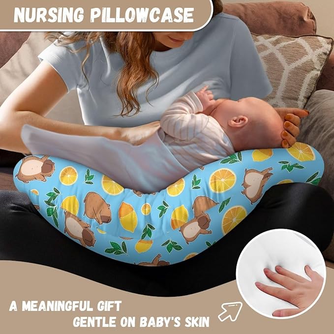 Carpybara and Orange Baby Nursing Pillow Cover Baby Breastfeeding Slipcover Infant Newborn Nursery Bottle Pillowcase Stretchy Replaceable Pillow Cover Slipcover