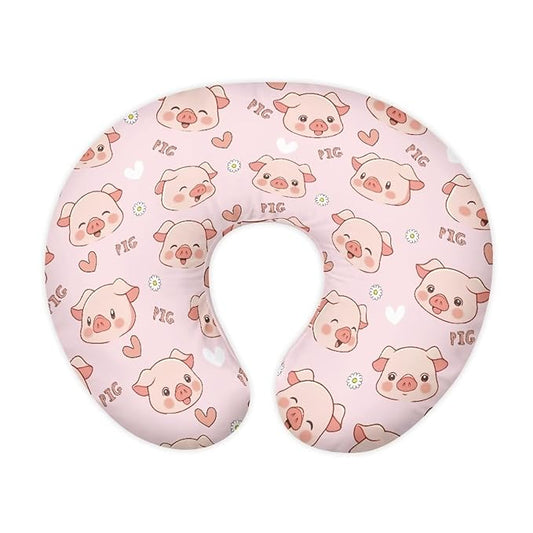 Cute Piggy Baby Feeding Pillow Cover Super Soft and Stretchy Personalized Breastfeeding Pillowcase Newborn for Boys Girls, 1 Pack