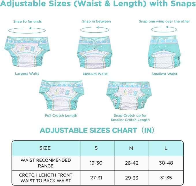 Littleforbig Washable Adjustable Reusable Waterproof Cloth Adult Diaper Wrap Cover - Baby Parade M