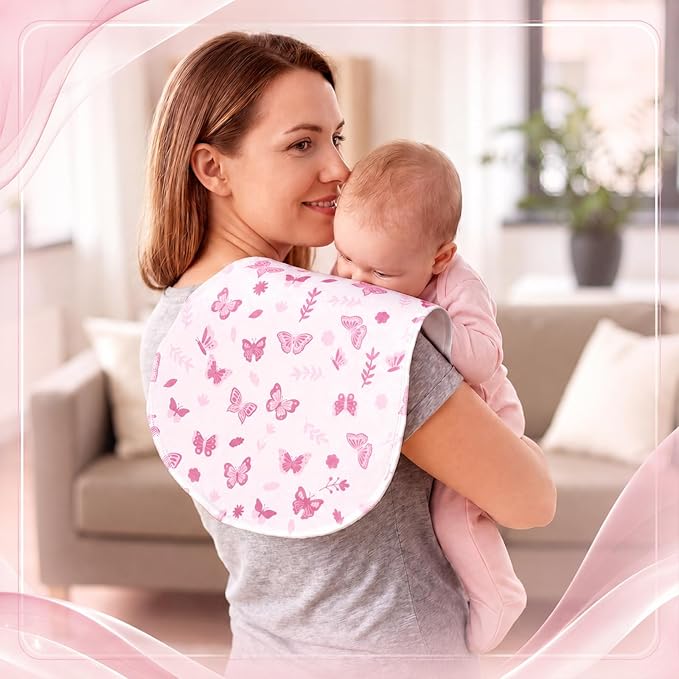 Boao 4 Pcs Mallard Duck Baby Burp Cloths Duck Hunting Soft Plush Newborn Spit up Rags Mallard Burp Cotton Cloths Rag for Boy Girl Newborn Infant Gifts Nursery Decor 18.9 x 9.06 Inch (Butterfly,Pink)
