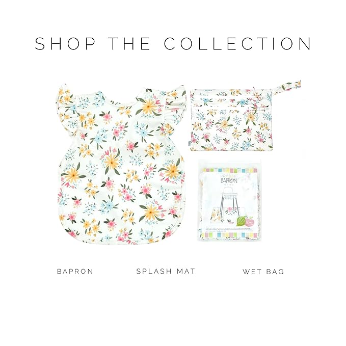 BapronBaby Flutter Pastel Floral Bapron - No Neck Tie Safer Bib for Baby & Toddler - Soft Waterproof Stain Resistant - Machine Washable - Sz Baby/Toddler 6m-3T