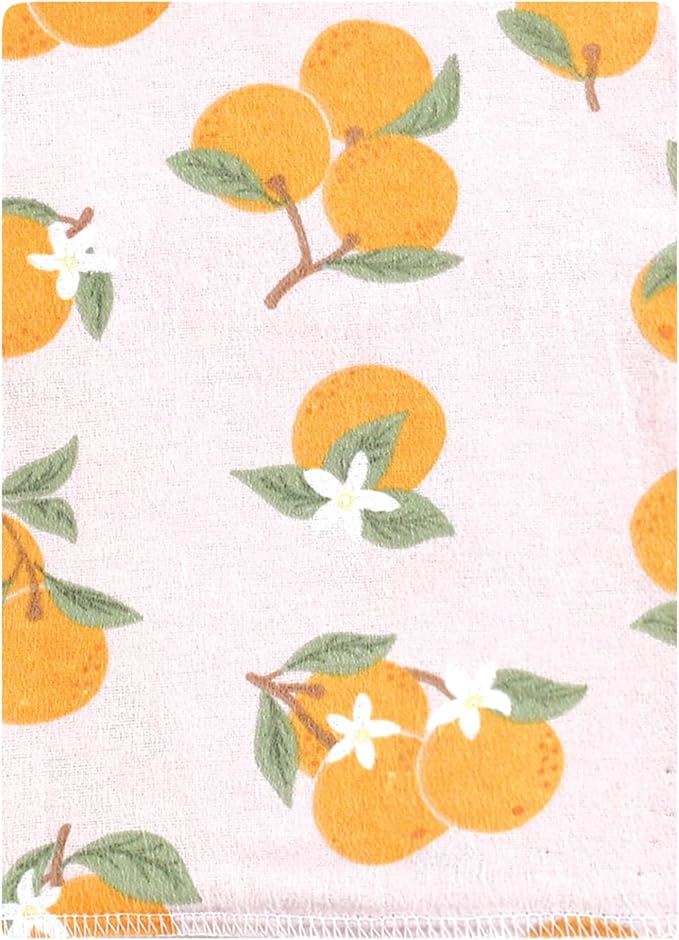 Hudson Baby Unisex Baby Cotton Flannel Burp Cloths Bundle, Citrus Orange, One Size