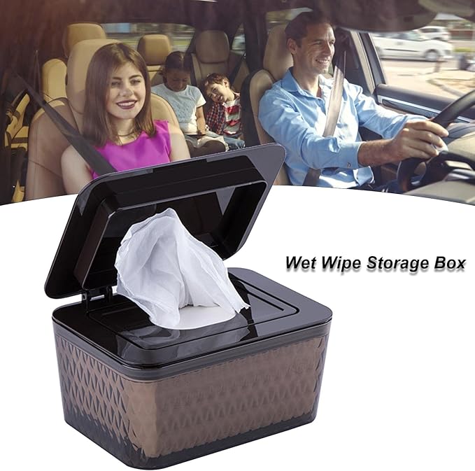 Wipes Dispenser, Seal-Designed Wipe Case Dustproof Paper Towel Container with Lid Wet Tissues Storage Box for Bathroom Bedroom Kitchen