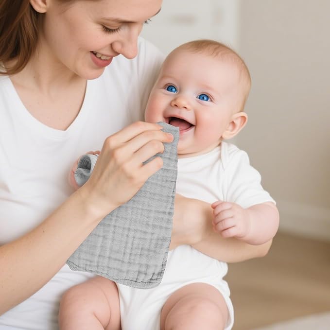 Muslin Solid Burp Cloths 100% Cotton Large 18''x10'' Extra Soft and Absorbent Multifunctional 6 Pack Baby Burping Cloth for Unisex Boys Girls (Gray)