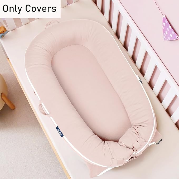 Organic Replacement Cover with Waterproof Pad | Premium Quality Spare Cover Certified Organic Cotton | Protects Against leaks | [Fits Dockatot Deluxe + Docks] (Cover Only) (Baby Pink)