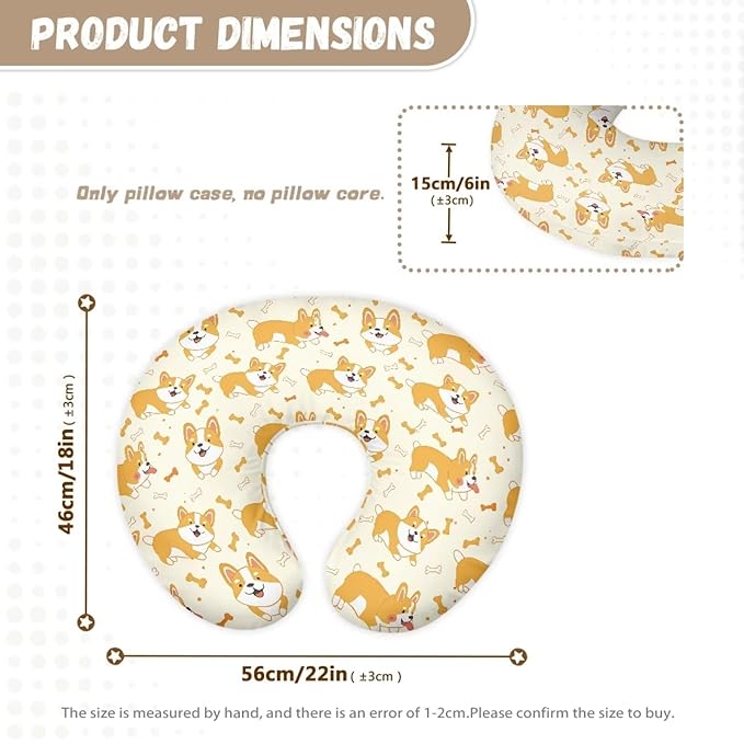Cute Corgi Girls Boys Nursing Pillow Cover for U-Shaped Feeding Pillow Breastfeeding Super Comfy and Soft for Baby, Baby Mom Essentials, 1 Pack