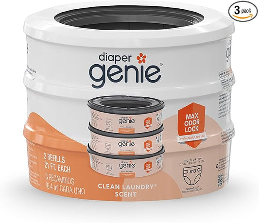 Diaper Genie Bags Refills 270 Count (Pack of 3) Clean Laundry Scent | Diaper Pail Refills with Max Odor Lock | Holds up to 810 Newborn Diapers