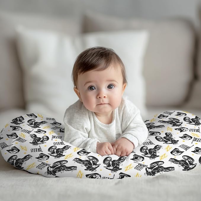 Watercolor Motorcross Bike Helmets Black Nursing Pillow Cover Stretchy and Soft for Baby Girls Boys Race Motor Checkered Flag Nursing Covers for Breastfeeding Pillows for Newborn Infant