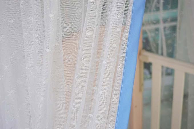 Baby Bed Mosquito Net with Adjustable Clip-on Stand Toddler Crib Hanging Dome Canopy Netting Fits Cradle Cot Boys Girls Nursery Bedroom Decor (Blue Bowknot), H-239