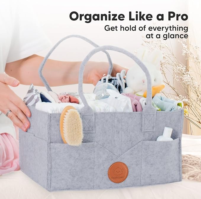 KeaBabies Diaper Caddy Organizer and 5-Pack Burp Cloths Baby Girl, Boy - Baby Organizer for Nursery - Large Burping Cloths for Babies - Car Storage Organizer - Baby Burp Cloths for Girls