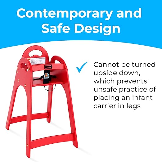 Koala Kare Designer High Chair – Modern, Durable & Sanitary High Chair for Restaurants, Stackable Space Saver, Easy-to-Clean Design, Red (Model KB105-03)