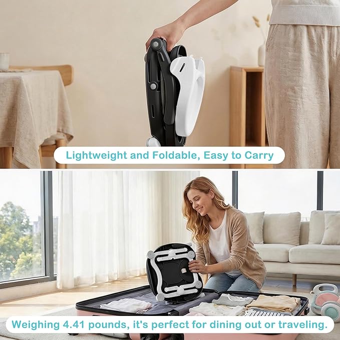 UBRAVOO Baby Booster Seat for Dining Table with Removable Tray & Cushion, 3in1 Portable Toddler Booster Seat, 4 Height Adjustable Travel High Chair for Babies and Toddlers