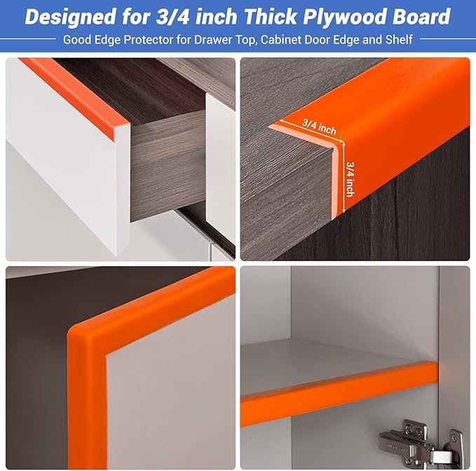 Wall Corner Protector, Peel and Stick Wall Corner Trim, Flexible Rubber Molding Wall Corner Guard, L Shaped Self Adhesive Edge Protector Moulding Trim for Wall Edge Ceiling, Orange, 3/4in,10Ft