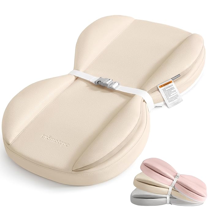 Baby Changing Pad, Waterproof Wipe-Clean PU Leather with High-Density Foam, Non-Slip Contoured Cushioned Edges with Adjustable Safety Strap, for Dresser & Changing Table, 28"×16", Beige