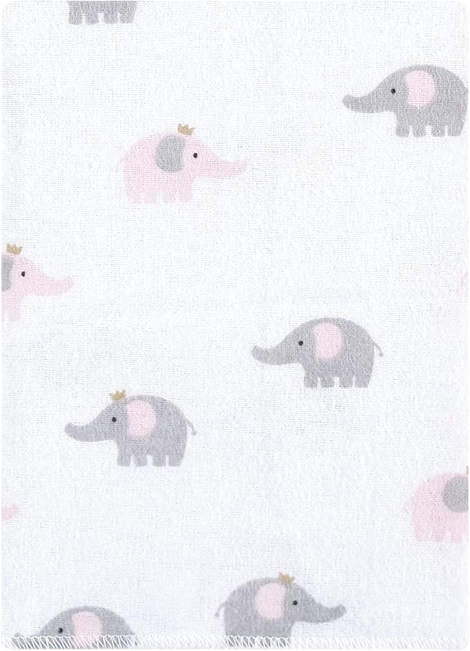 Hudson Baby Unisex Baby Cotton Flannel Burp Cloths Bundle, Pink Gray Elephant, One Size