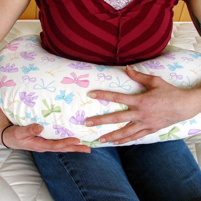 Spring Pastel Bows Baby Nursing Pillow Covers for Boy Girl Colorful Rainbow Bows Nursing Pillow Slipcovers for Breastfeeding Pillows Cute Girly Soft Stretchy Removable Covers for Newborn Infant