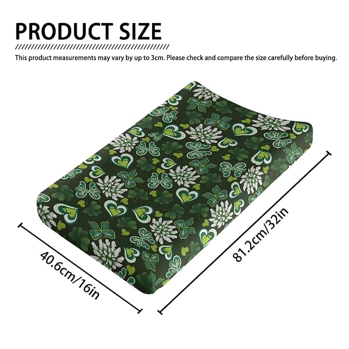 Butterfly Green Heart Cute Changing Table Cover for Boys Girls Diaper Changing Table Cover Soft Washable Stretchy Changing Mat Sheet Cover