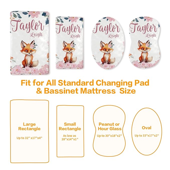 Custom Changing Pad Cover Set - Jersey Knit Comfy CozyUltra Soft Unisex Diaper Changing Table Covers with Personalized Name for Baby Boys Girls - Waterproof Ultra Soft 4 Pcs Set Style07