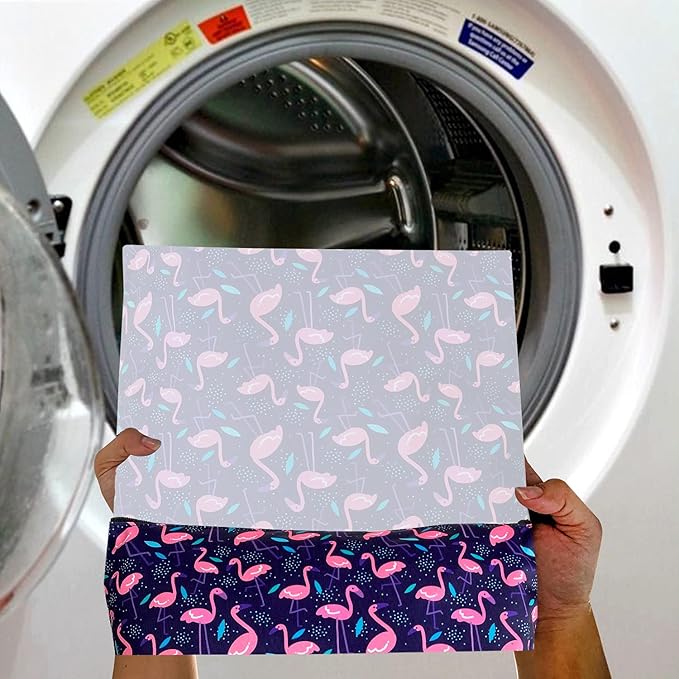 FLOCK THREE Washable and Reusable Wet Bag Diaper Bag Water Resistant Swimming Bag Travel Toiletries Pouch Flamingos Birds Zippered 12.6'' x 16.5''