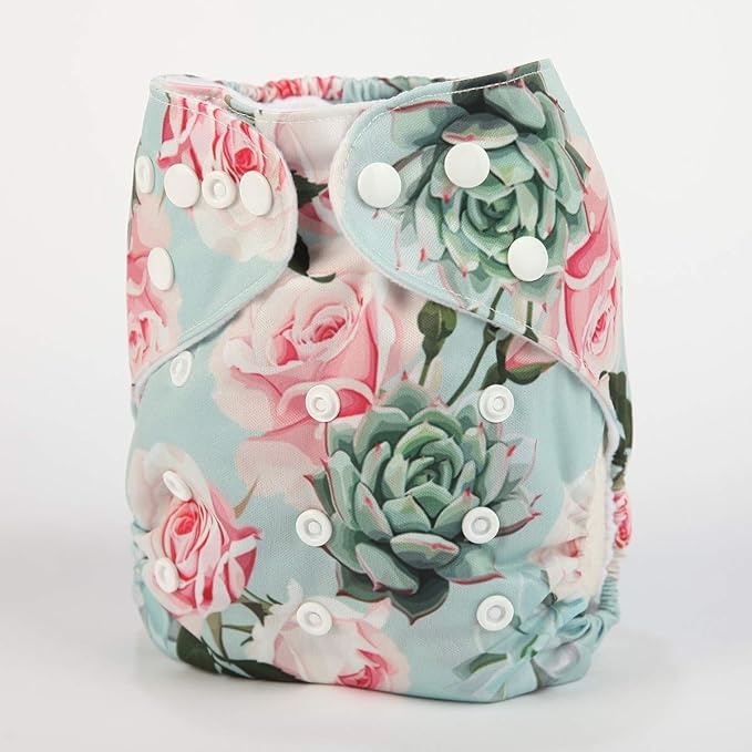 Baby Pocket Diaper Nappy Reusable Washable for Girls (Succulent Roses)