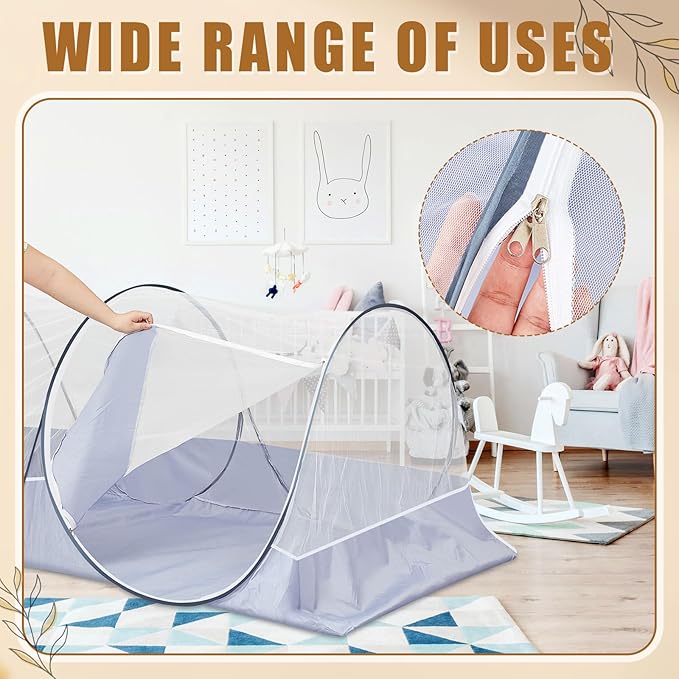 2 Pcs Large Pop up Mosquito Tent Portable Foldable Mosquito Bug Net for Bed Camping Travel Patio Outdoor 78 * 39 * 28 Inch Bug Netting Mesh Tent Canopy for Adults Bedroom, White