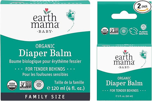 Earth Mama Organic Diaper Balm Multipurpose Baby Ointment Set | EWG Verified, Petroleum & Fragrance Free with Calendula for Sensitive Skin