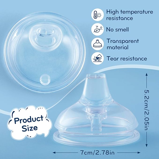 Nuanchu 4 Pieces Sippy Spout Nipples Compatible with Comotomo Baby Bottles, Duckbill Cross Silicone Replacement Fast Flow Nipples Sippy Cup Variable Flow Conversion