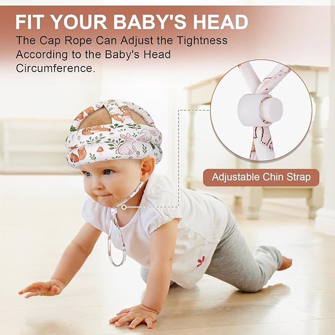 Accmor Baby Helmet for Crawling Walking, Cute Toddler Head Protector Adjustable No Bumps and Soft Cushion, Breathable Infant Safety Cap for Boys Girls Learning to Walk