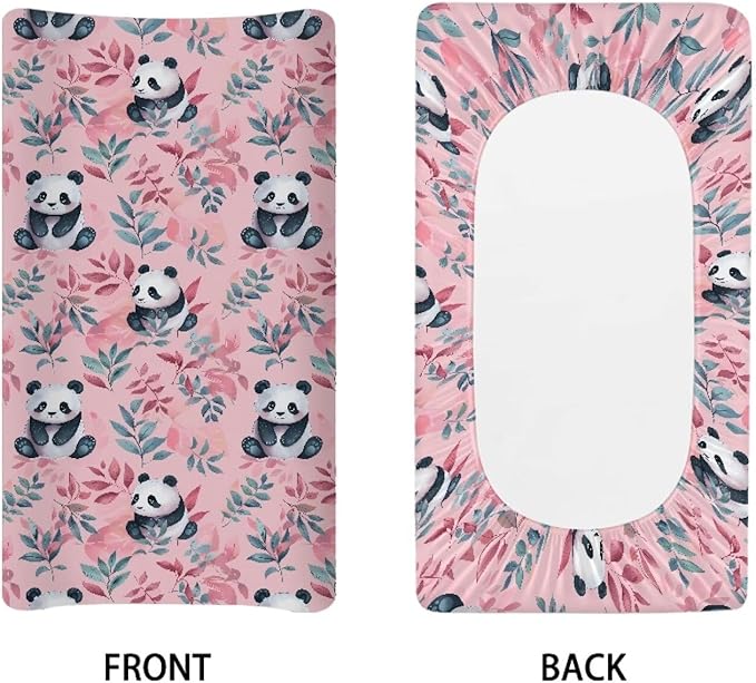 Panda Changing Pad Cover Waterproof Soft Diaper Changing Mat Cover for Baby Stretchy Lightweight Universal Tray Table Mat Fit 32"x16" Contoured Pad