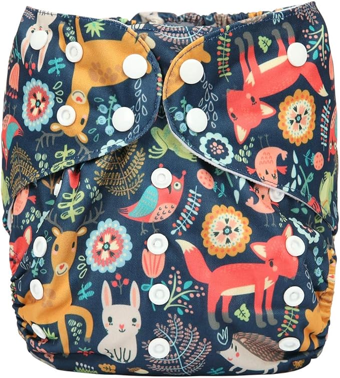 2 to 7 Years Old Junior Big Cloth Diaper Nappy Pocket Reusable Baby Kids Toddler (Fox Owl Animal)