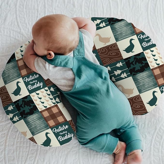 Camouflage Duck Hunting Baby Nursing Pillow Covers for Boy Girl Green Mallard Ducks Plaids Nursing Pillowcase for Breastfeeding Pillows Wild Ducks Soft Stretchy Slipcovers for Newborn Infant
