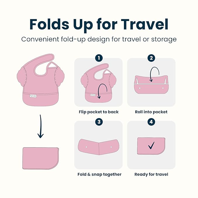 Tiny Twinkle Mess-Proof Baby Bibs for Eating | Waterproof, Wipeable Toddler Bibs with Catch-All Pocket | Feeding Bibs for Girls & Boys(3 Pack,Unicorn Set)