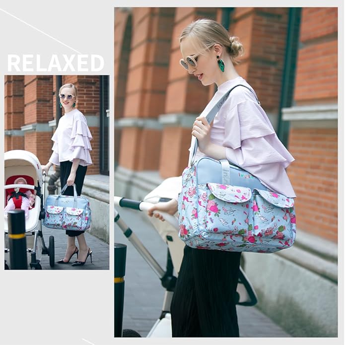 Kamay's Mummy Shoulder Bag Diaper Bag Chic Nappy Changing Bag Tote/Messenger Style Large with Changing Mat, Adjustable Straps