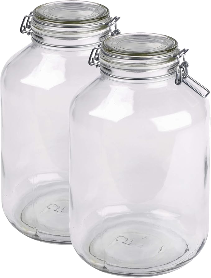 MÄSER, Gothika Series, 2 x 4.8 litres Large Storage Glasses with Swing Top, Gherkin Clip Top Glass Jars