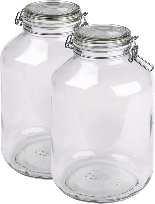 MÄSER, Gothika Series, 2 x 4.8 litres Large Storage Glasses with Swing Top, Gherkin Clip Top Glass Jars