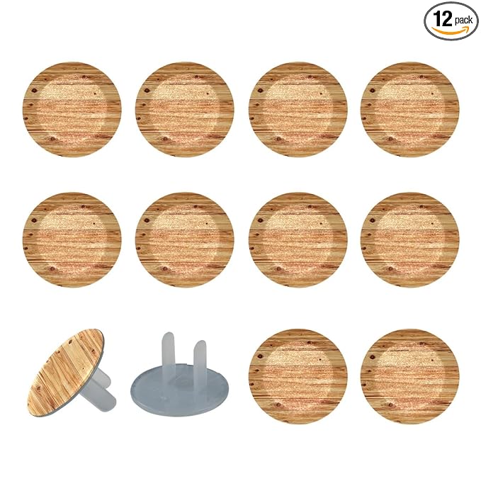 Baby Safety Outlet Plug Electrical Socket Covers, Pine Flooring Boards Texture (3)