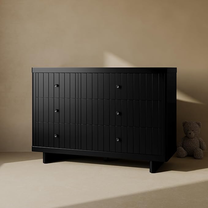 Storkcraft Kyoto 6 Drawer Dresser (Black) - GREENGUARD Gold Certified, Sturdy Wood Dresser for Nursery & Kids' Bedroom, Safety Interlocking Drawer System, and Easy Assembly with Pre-Installed Tracks