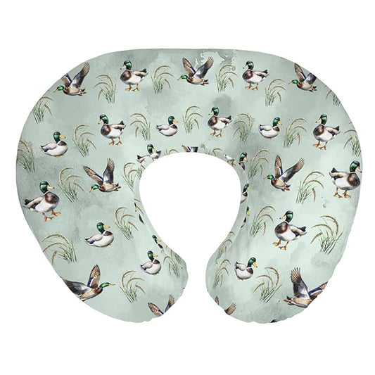 Vintage Mallard Ducks Baby Nursing Pillow Covers for Boy Girl Hunting Duck Green Leaves Nursing Slipcovers for Breastfeeding Pillows Soft Stretchy Removable Covers for Newborn Infant Nursery
