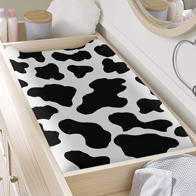 Changing Pad Covers for Boys Girls, Cow Print Diaper Changing Table Pad Cover Soft Breathable Changing Mat Cover for 32''x16" Cute Birthday Gifts for Baby