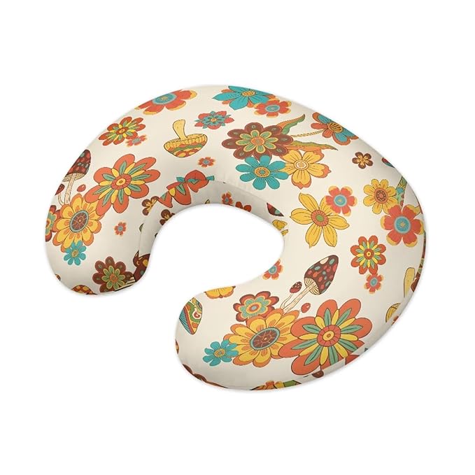 Hippie Flower Nursing Pillow Cover,Ultra-Soft Stretchy Removable Slipcover for Breastfeeding Pillows for Baby Boys Girls