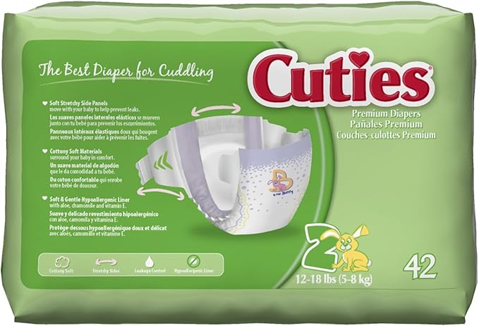 Cuties Baby Diapers, Size 2, 168 Count