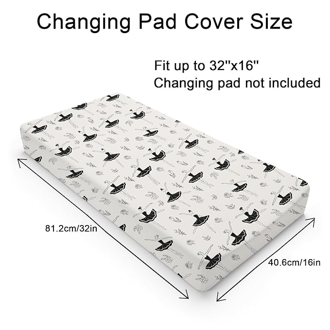 Pink Ballet Baby Changing Table Pad Covers for Girls 32''x16'' Ballerinas Dancing Fitted Diaper Change Table Sheets Dancer Ballet Girls Sports Soft Breathable Nursery Baby Changing Table Mats Black